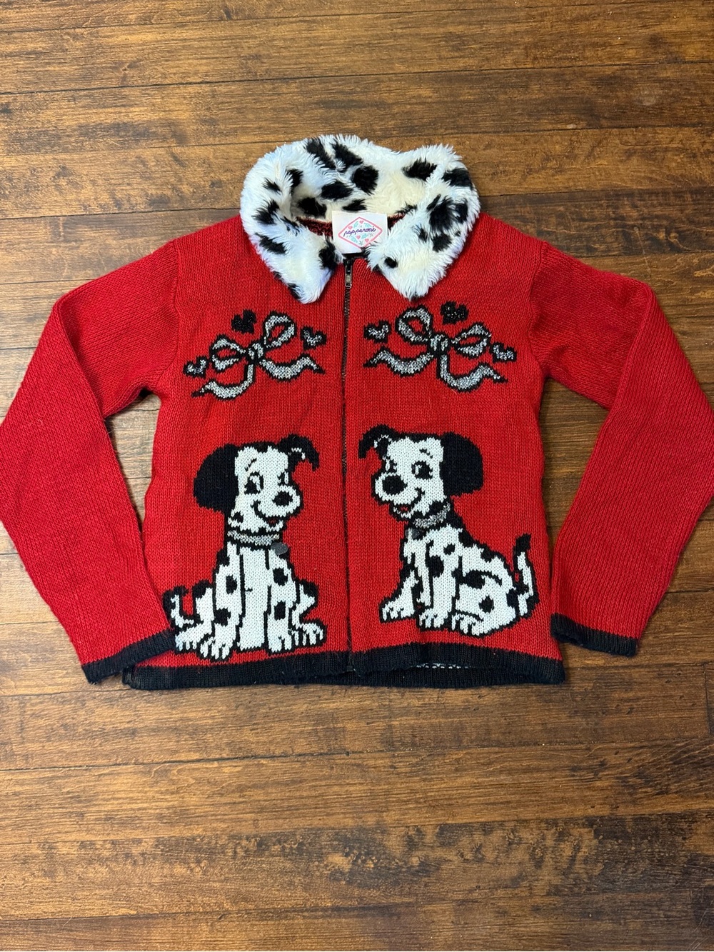 Vintage Kids Red 101 Dalamation Zip Up Sweater Size 6 Y2K Kids Clothes